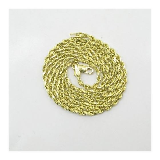 "Mens 10k Yellow Gold skinny rope chain ELNC30 22"" long and 2mm wide 3"