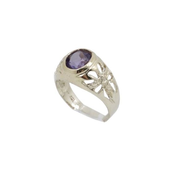 10k Yellow Gold Syntetic purple gemstone ring ajjr81 Size: 2.25 1