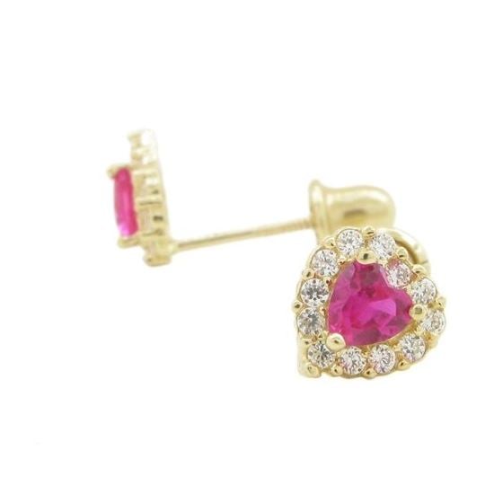 14K Yellow gold Heart cz stud earrings for Children/Kids web249 1