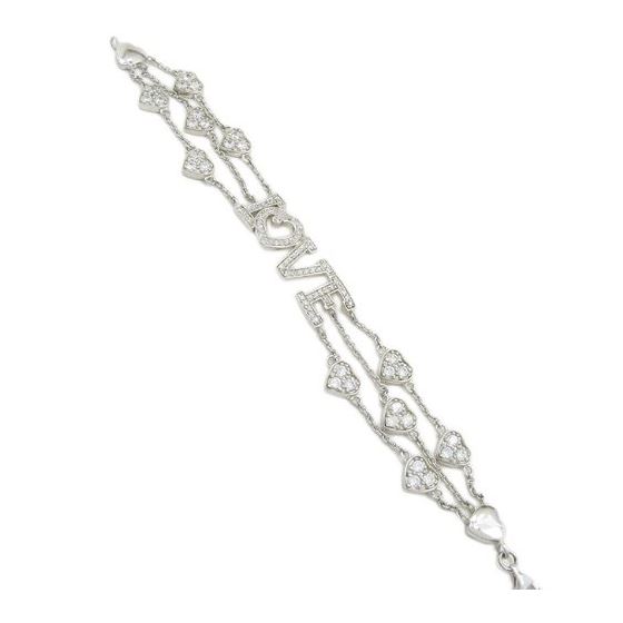 Women silver love and heart link bracelet SB5 7.5 inches long and 14mm wide 1