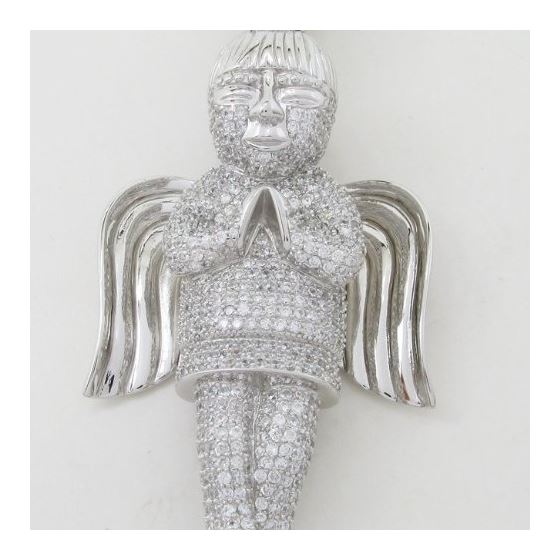 Praying angel white silver cz pendant SB60 79mm tall and 40mm wide 3