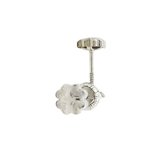 14K White gold 4 side heart flower earrings for Children/Kids web189 1