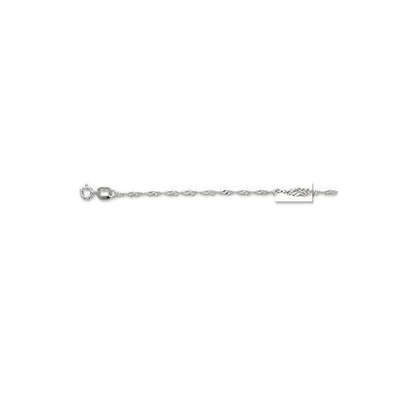 14K White Gold 1.0mm wide Diamond Cut Singapore Chain with Spring Ring Clasp 1