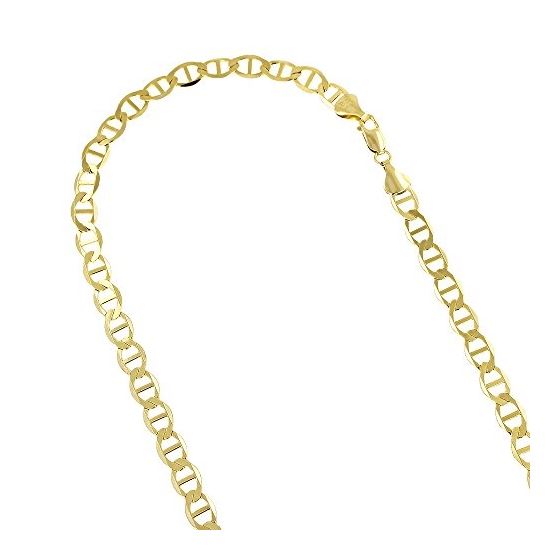 14K Yellow Gold 5.5mm wide Diamond Cut Mariner Link Solid Chain with Lobster Clasp 1