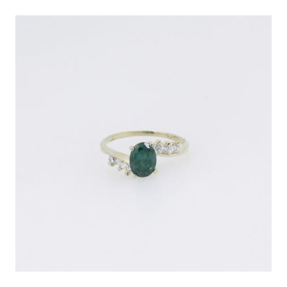 10k Yellow Gold Syntetic green gemstone ring ajr8 Size: 8 3