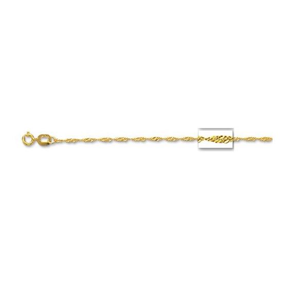 14K Yellow Gold 1.0mm wide Diamond Cut Singapore Chain with Spring Ring Clasp 1