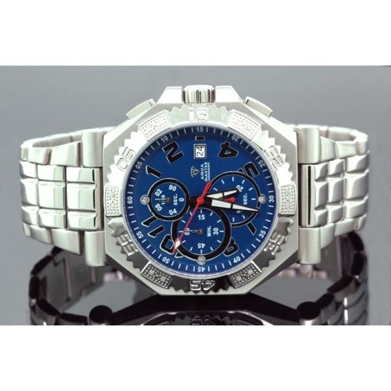 Aqua Master Mens Swiss Made Diamond Watch 0.12ctw 1