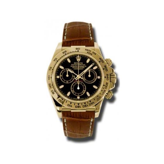 Rolex Watches  Daytona Yellow Gold  Leather Strap 116518 bksbr