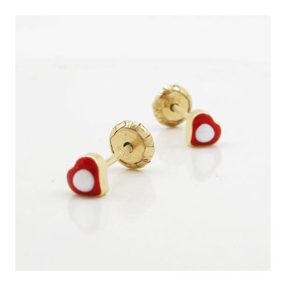 14K Yellow gold Simple heart stud earrings for Children/Kids web142 3