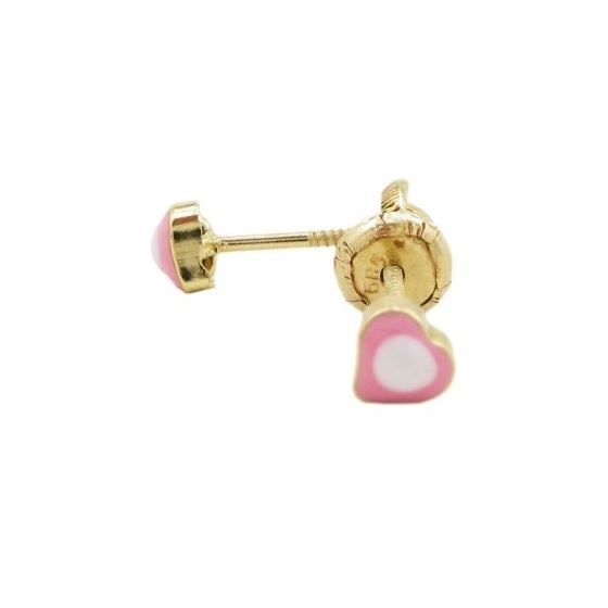 14K Yellow gold Simple heart stud earrings for Children/Kids web140 1