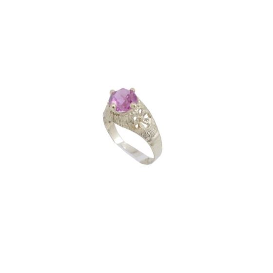 10k Yellow Gold Syntetic pink gemstone ring ajjr93 Size: 2.5 1