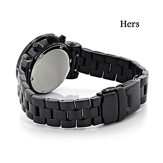 Large Matching His And Hers Watches: Black Diamo-3