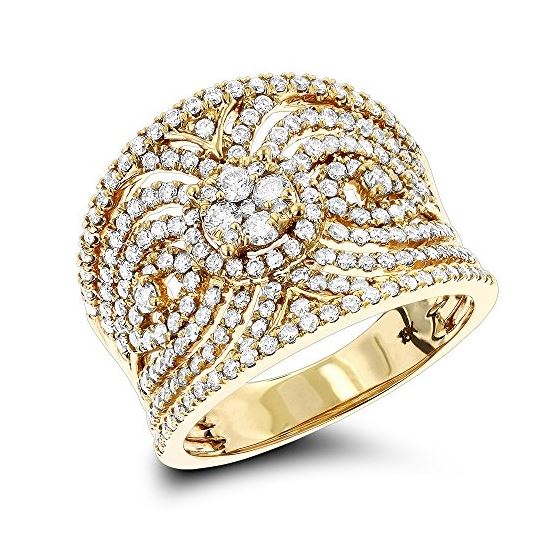 18K Gold Designer Diamond Right Hand Ring For Wome