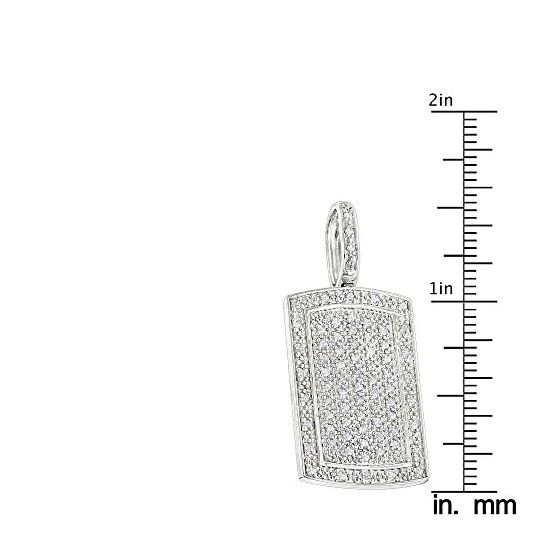 "Small Dog Tag Pendant with Diamonds Sterling Silver (0.5 Ctw