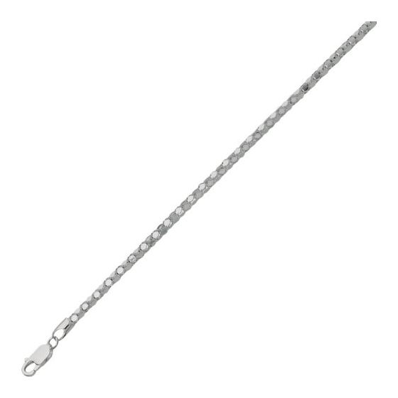 Sterling Silver 3.4 mm Wide Rhodium Popcorn Chain 18 Inch Long