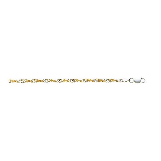 Sterling Silver 2.9 mm Wide Rhodium Yellow Finish 2-Tone Fancy Chain Anklet