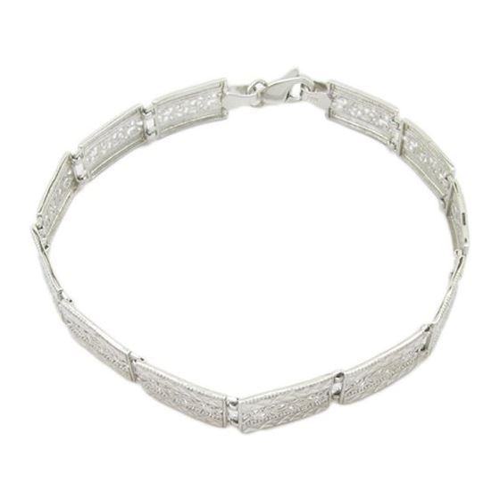 Womens Sterling silver Rectangle link fancy bracelet 1