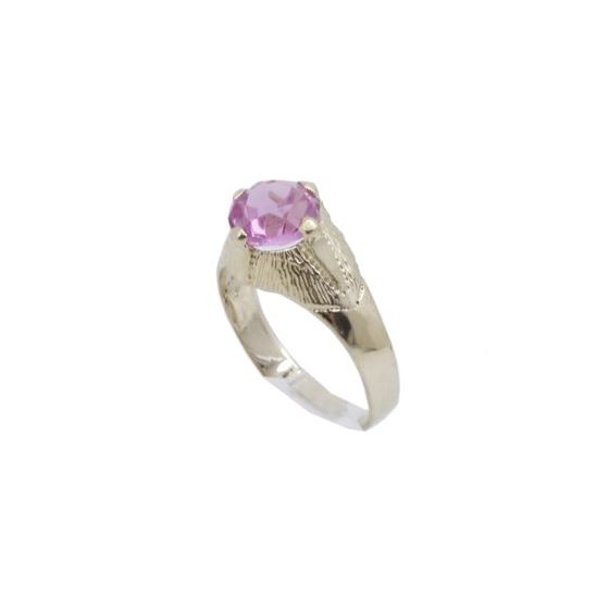 10k Yellow Gold Syntetic pink gemstone ring ajjr80 Size: 2 1