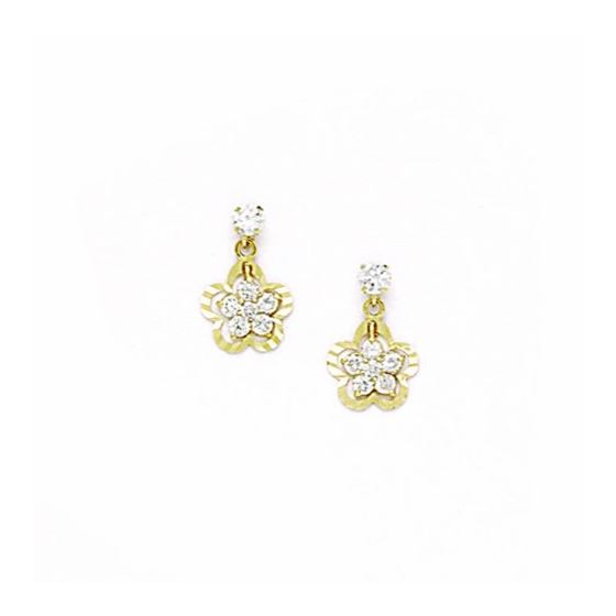 14K Yellow Gold star oval drop shap with cz earrings screw back Size: Actual Image