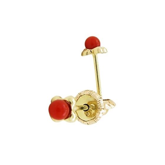 14K Yellow gold Small flower pearl stud earrings for Children/Kids web200 1