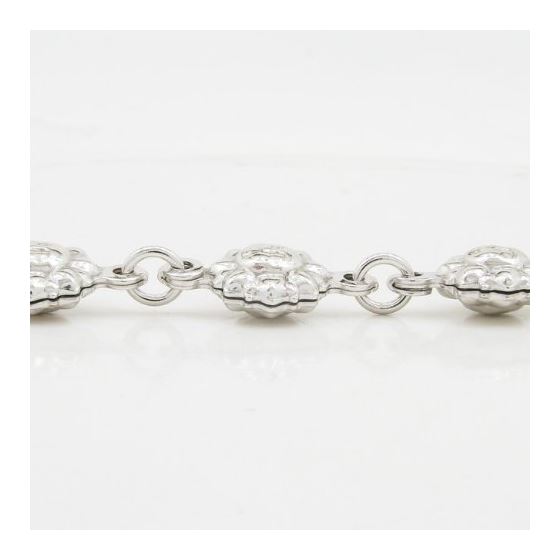 Women silver flower link bracelet SB7 7.25 inches long and 9mm wide 3