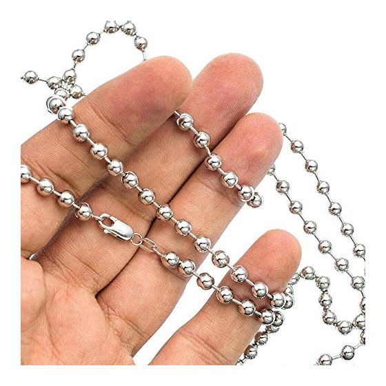 14K WHITE Gold SOLID BALL Chain - 32 Inches Long 5MM Wide 3