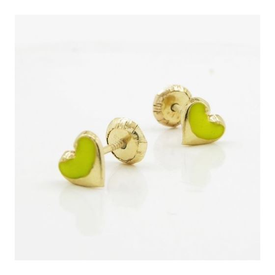 14K Yellow gold Heart stud earrings for Children/Kids web110 3