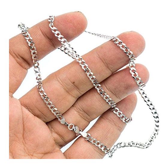 14K WHITE Gold SOLID ITALY CUBAN Chain - 24 Inches Long 3.6MM Wide 3