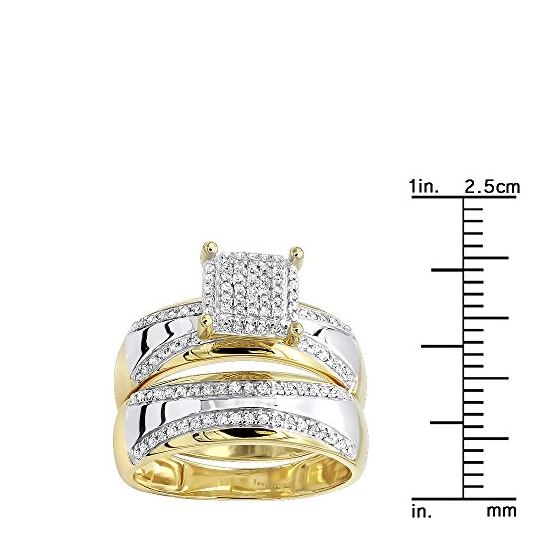 Two Tone 10K Gold Wedding Bands Engagement Ring-3