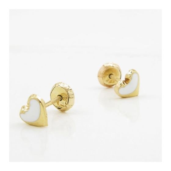 14K Yellow gold Heart stud earrings for Children/Kids web109 3