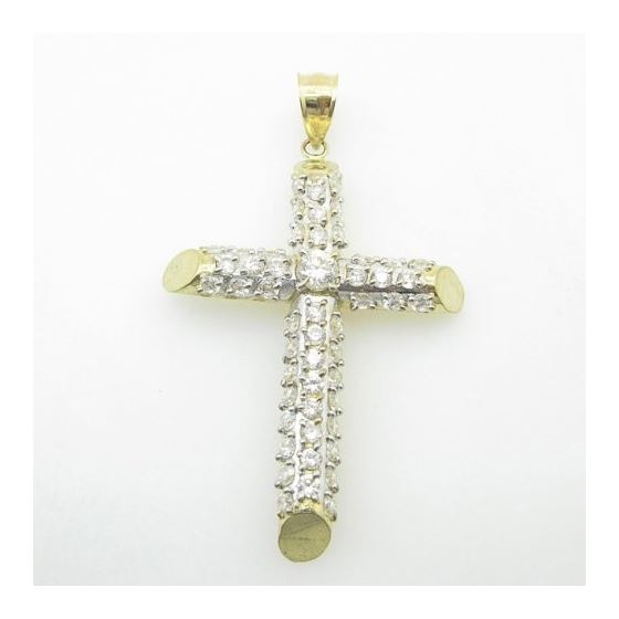 Mens 10K Solid Yellow Gold fully stoned cross Length - 3.15 inches Width - 1.89 inches 1