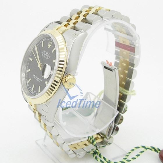 Rolex Datejust Black Index Dial Jubilee Bracelet Two Tone Mens Watch 3