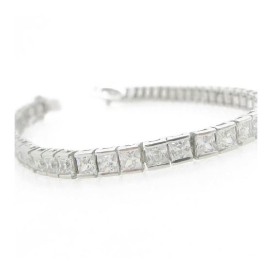 Ladies .925 Italian Sterling Silver princess cut cz tennis bracelet 1