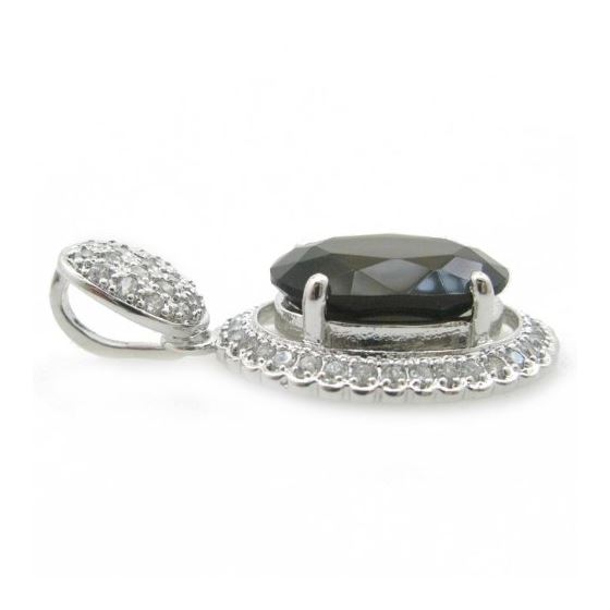 Ladies .925 Italian Sterling Silver tear drop pendant with black stone Length - 1.38 inches Width - 