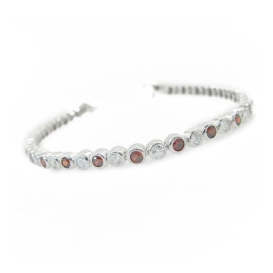 Ladies .925 Italian Sterling Silver white and red cz bracelet 1