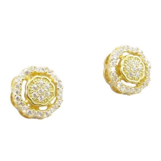 Womens .925 sterling silver Yellow flower earring 2 MLCZ255 4mm thick and 8mm wide Size 1