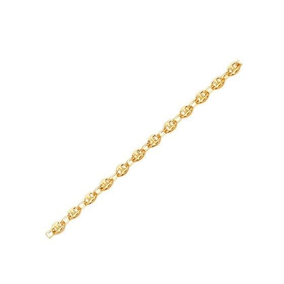 14K Yellow Gold 4.7mm wide Diamond Cut Puffeded Mariner Chain with Lobster Clasp