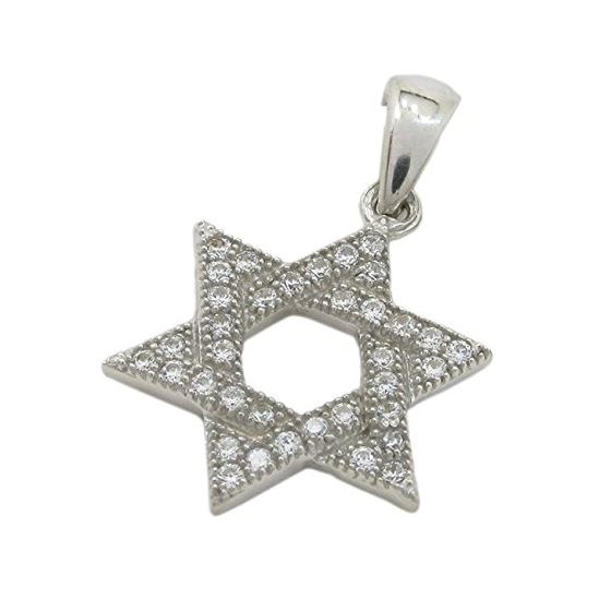 Womens White star of david cz pendant Silver32 1