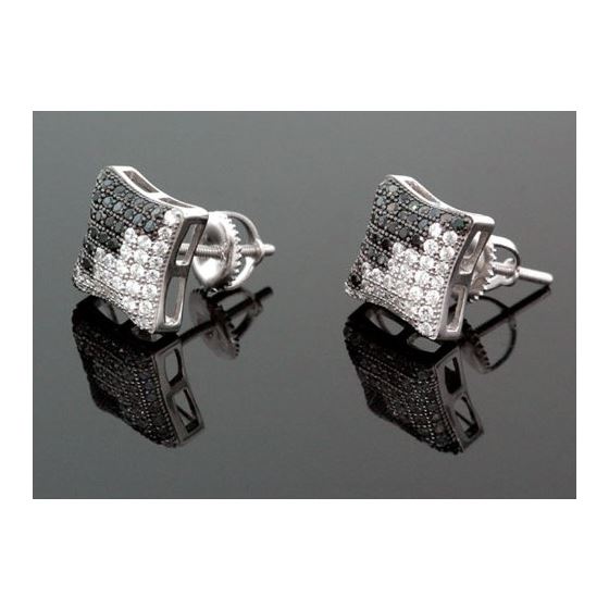 Sterling Silver Unisex Fashion Hand Set Stud Earrings Me0216d 1