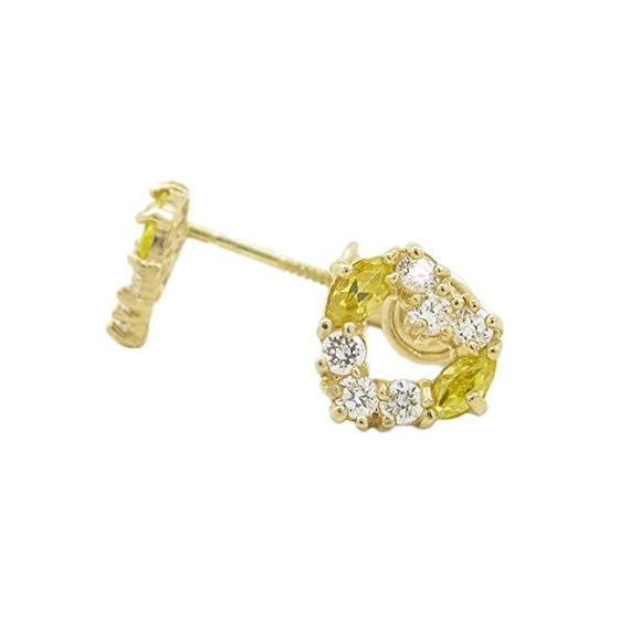 14K Yellow gold Heart fancy cz stud earrings for Children/Kids web438 1