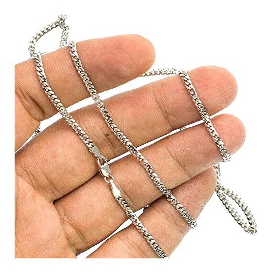 14K WHITE Gold SOLID ITALY CUBAN Chain - 30 Inches Long 2.5MM Wide 3