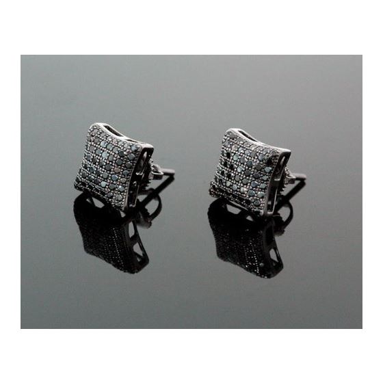 Sterling Silver Unisex Fashion Hand Set Stud Earrings ME0217 1