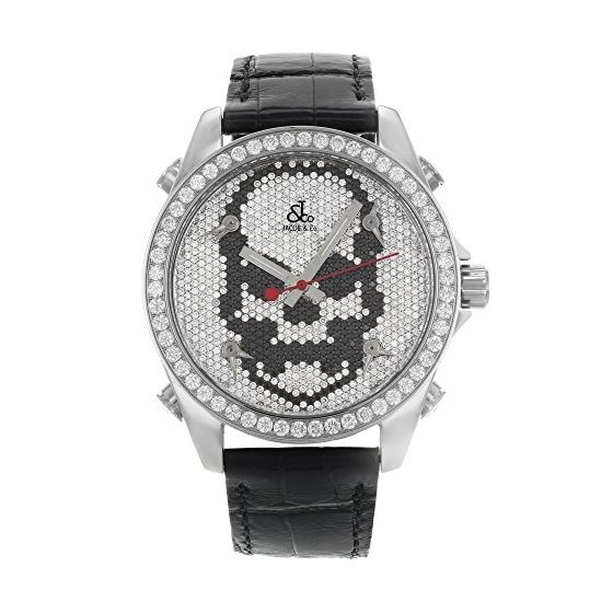 Jacob Co. Black Band Five Time Zone Skull Dial 5.00Ct Diamond