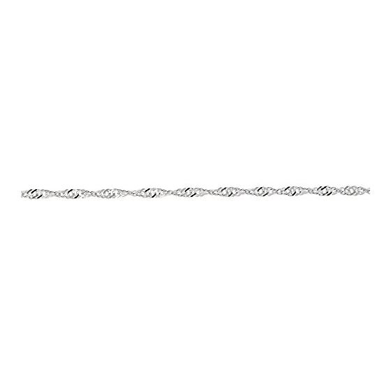 Silver with Rhodium Finish 2.8mm wide Diamond Cut Singapore Chain with Pearl Ring Shape Clasp 16 Inc