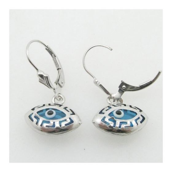 Ladies Silver evil eye dangle earrings 3