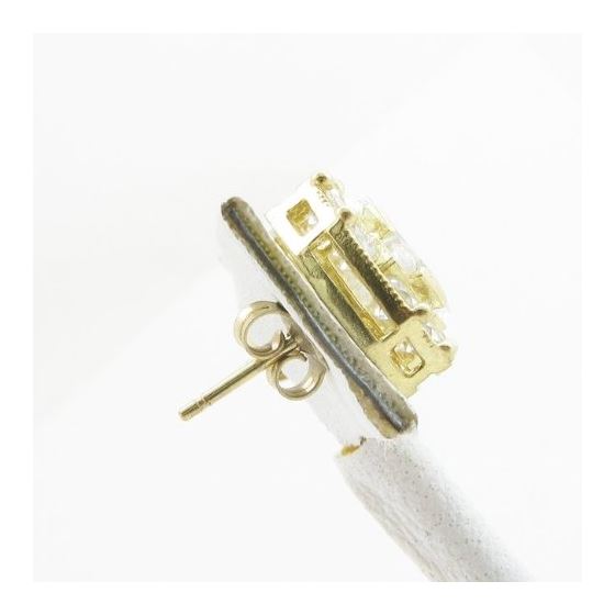 Mens 10k Yellow gold Octagon white cz stud earring ELMI25 3