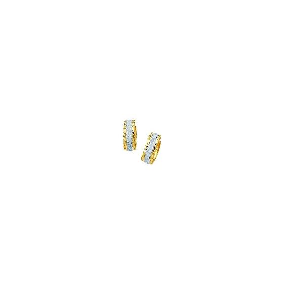 14K Yellow White Gold Ladies Huggie Earrings SN325