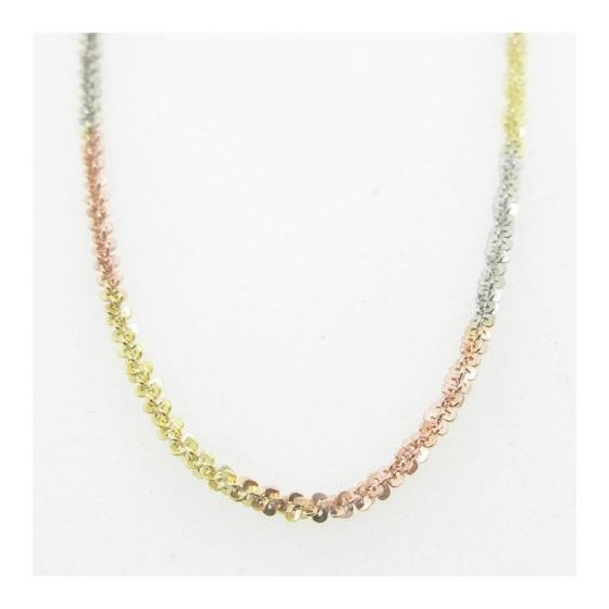 Ladies .925 Italian Sterling Silver Tri Color Fancy Link Chain Length - 18 inches Width - 1.5mm 3