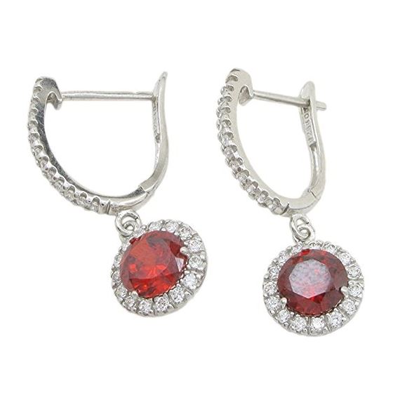 Womens Red cubic zirconia drop cz chandelier earring Silver22 1