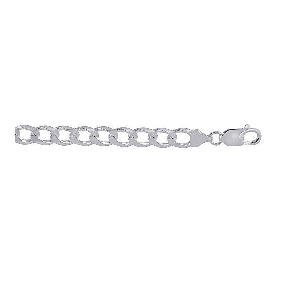 Sterling silver 8.0 mm Wide Polished Diamond Cut Curb Chain 30 Inch Long